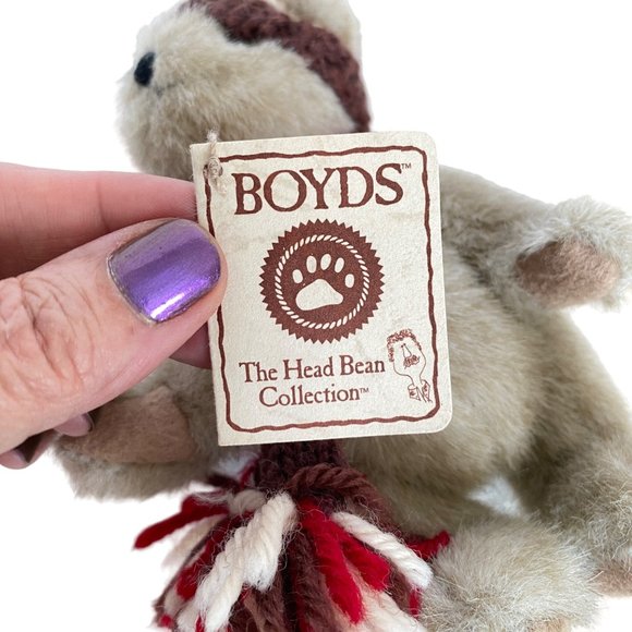 2005 Boyds Cocoa Bear Head Bean Collection Plush Knitted Beanie Scarf Orig Tags - Picture 9 of 11